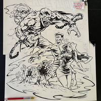 ZOMBIE CAGE FIGHTER Comic Cover ink artwork - Thumbnail 1