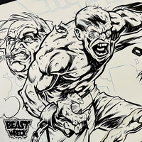 ZOMBIE CAGE FIGHTER Comic Cover ink artwork - Thumbnail 2