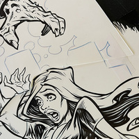 ZOMBIE CAGE FIGHTER Comic Cover ink artwork - Thumbnail 4