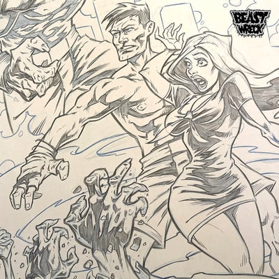 ZOMBIE CAGE FIGHTER Comic Cover pencil artwork
