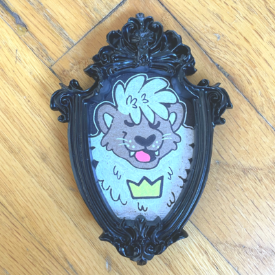 Lion & lil kitty mini framed paintings