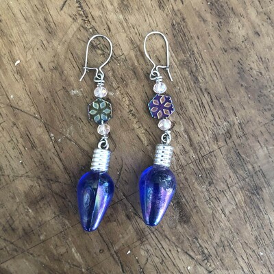 Snowflake christmas lights earrings