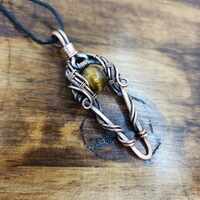 Handmade Copper Wire Wrapped Tiger’s Eye Pendant Necklace – Rustic Unisex Jewelry - Thumbnail 2