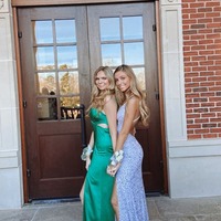Light Blue Mermaid V Neck Sequins Long Prom Dresses with Slit, Evening Dresses,PD231258 - Thumbnail 1