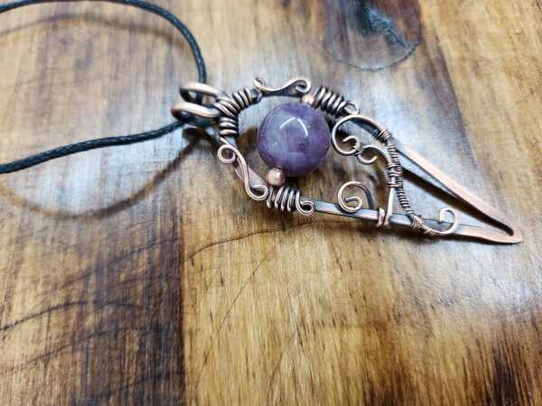 Handmade Copper Wire Wrapped Amethyst Pendant – Whimsical Crystal Necklace