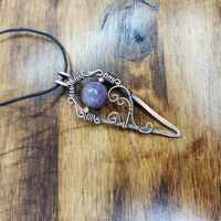 Handmade Copper Wire Wrapped Amethyst Pendant – Whimsical Crystal Necklace - Thumbnail 2