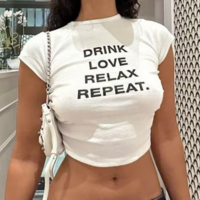 DRINK LOVE RELAX REPEAT CROP TOP - Thumbnail 1