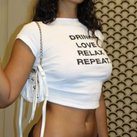 DRINK LOVE RELAX REPEAT CROP TOP - Thumbnail 2