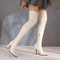 Over the knee skinny boots pointed toe high heel boots 3 colors - Thumbnail 3