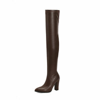 Over the knee skinny boots pointed toe high heel boots 3 colors - Thumbnail 5
