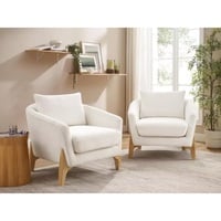 Modern Cushioned Armchair with Wooden Legs – Stylish Comfort for Any Room - Thumbnail 2