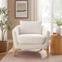 Modern Cushioned Armchair with Wooden Legs – Stylish Comfort for Any Room - Thumbnail 3