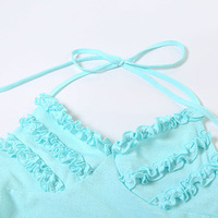 Bright Blue Ruffle Slimming Dress - Thumbnail 8