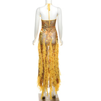 Boho Yellow Ruffle Irregular Maxi Dress - Thumbnail 7