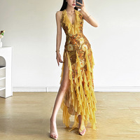 Boho Yellow Ruffle Irregular Maxi Dress - Thumbnail 2