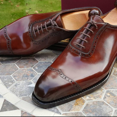 Handmade men genuine leather oxford dress shoes - Thumbnail 3