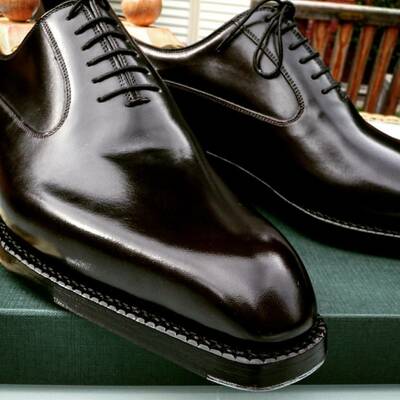 Handmade men black calf leather dress shoes - Thumbnail 3