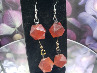 Red Swirl Dice Earrings