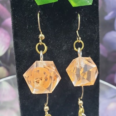 Pumpkin faces dice earrings