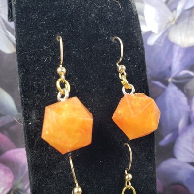 Orange swirl dice earrings