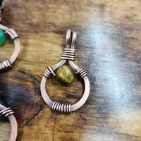 Handmade Copper Wire Wrapped Gemstone Pendant – Boho Rustic Necklace with Stone Bead - Thumbnail 2
