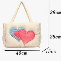 Cute Love Heart Puffer Tote Bag Handbag - Thumbnail 6