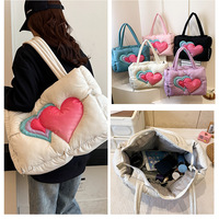 Cute Love Heart Puffer Tote Bag Handbag - Thumbnail 2