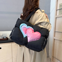 Cute Love Heart Puffer Tote Bag Handbag - Thumbnail 4