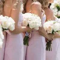 Strapless Pink Bridesmaid Dress Scoop Pleated Satin with Big Bow - Thumbnail 3