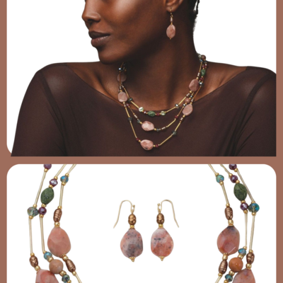 Autumn aura layered necklace & earring set -  final sale