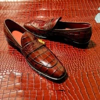 Crafted Leather Handmade Classic Crocodile Leather Dress Shoes - Thumbnail 2