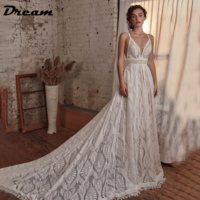 Elegant  Spaghetti Straps Lace Wedding Dress - Thumbnail 2