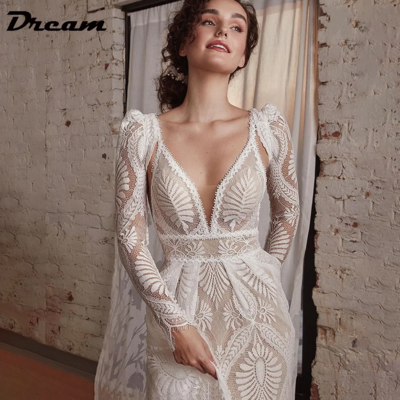 Elegant  Spaghetti Straps Lace Wedding Dress