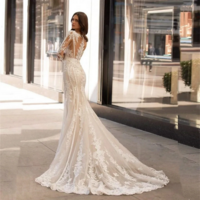 Exquisite Deep V-Neck Lace Bridal Gown - Thumbnail 1