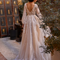 Lace Applique  Long Sleeve Wedding Dress  - Thumbnail 2