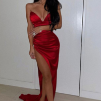 Mermaid Wine Red Sweetheart Prom Dress With Splits - Thumbnail 1