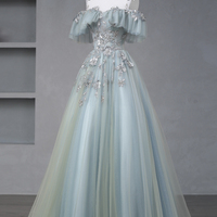 Cute Tulle Sequins Long Prom Party Dress - Thumbnail 6