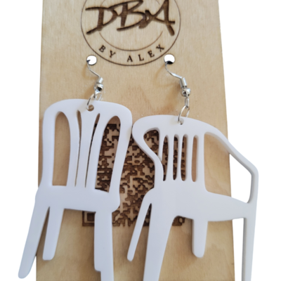 Earrings, pantallas sillas. acrilyc 