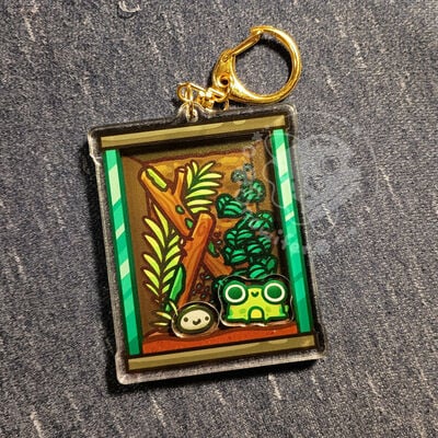 Frog terrarium shaker keychain