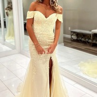 Off Shoulder Appliques Sweetheart Blue Mermaid Prom Dress ,PD231270 - Thumbnail 2