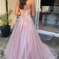 Pink Sweetheart Tulle Lace Long Prom Dress Pretty Party Dress,PD231271 - Thumbnail 1