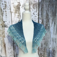 Ghost Ranch Shawlette 2, teal-aqua mini-shawl - Thumbnail 1
