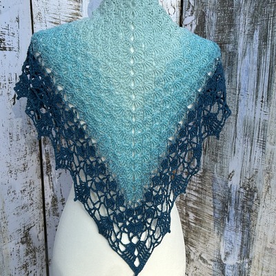 Ghost ranch shawlette 3, aqua-teal mini-shawl