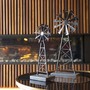 Adam & Friends Home Decor Metal Windmills (Large & Small) Sculpture | 2-Piece | Pewter | 676685055408-4