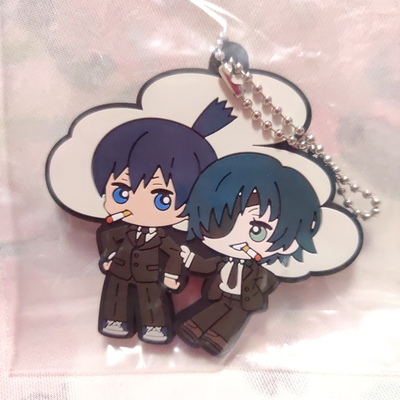 Chainsaw man buddy colle rubber keychain - hayakawa aki & himeno
