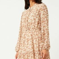 Ruffle Placket Button Up Floral Chiffon Maxi Dress from Hayden Los Angeles
