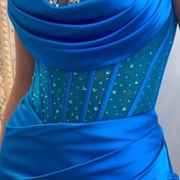 Mermaid Royal Blue Strapless Satin Prom Dress With Beading,PD231284 - Thumbnail 2