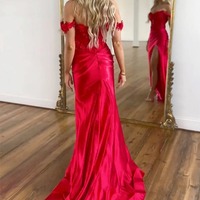 Stunning Red Off The Shoulder Long Prom Dress With 3D Flowers  ,PD231291 - Thumbnail 1