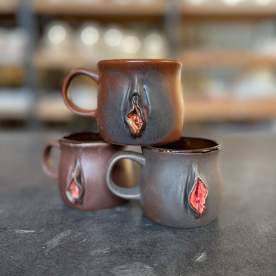 Espresso women cups 160 ml. with roses, handmade ceramic stylish gift