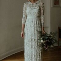 Boho A-line Wedding Dress, Lace Long Bridal Dress Wedding Gown - Thumbnail 1